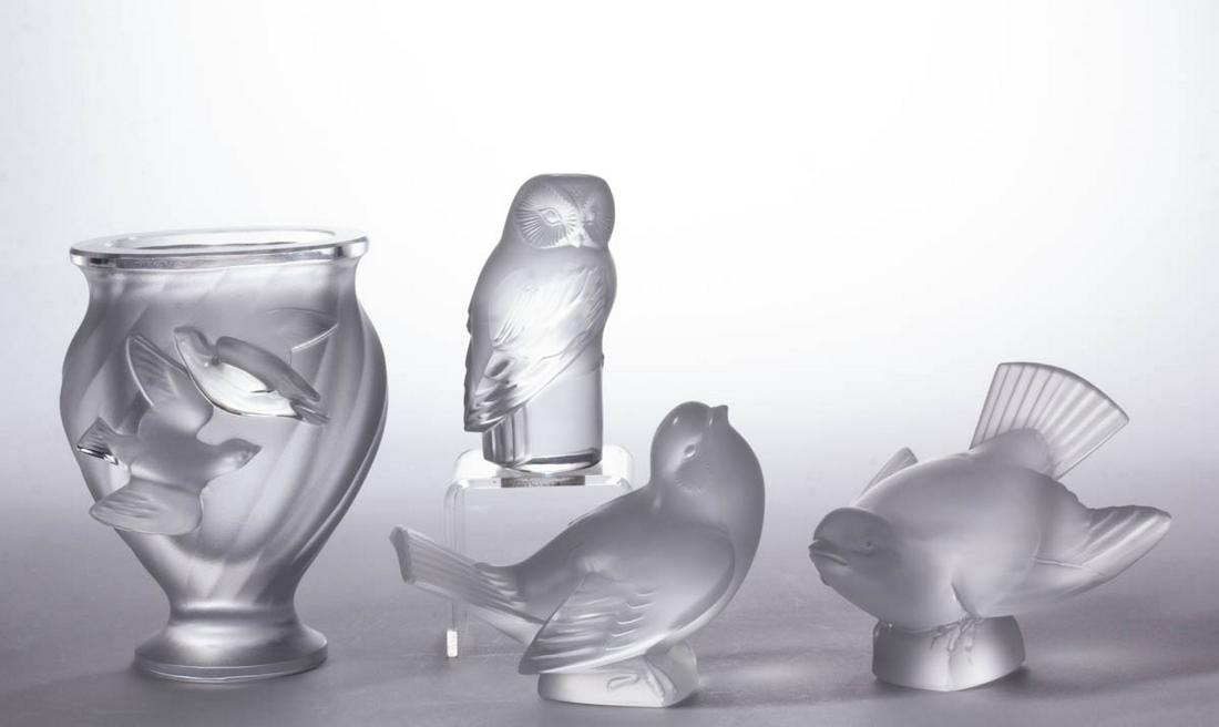 LALIQUE ART GLASS ARTICLES, LOT OF FOUR (1 of 1)