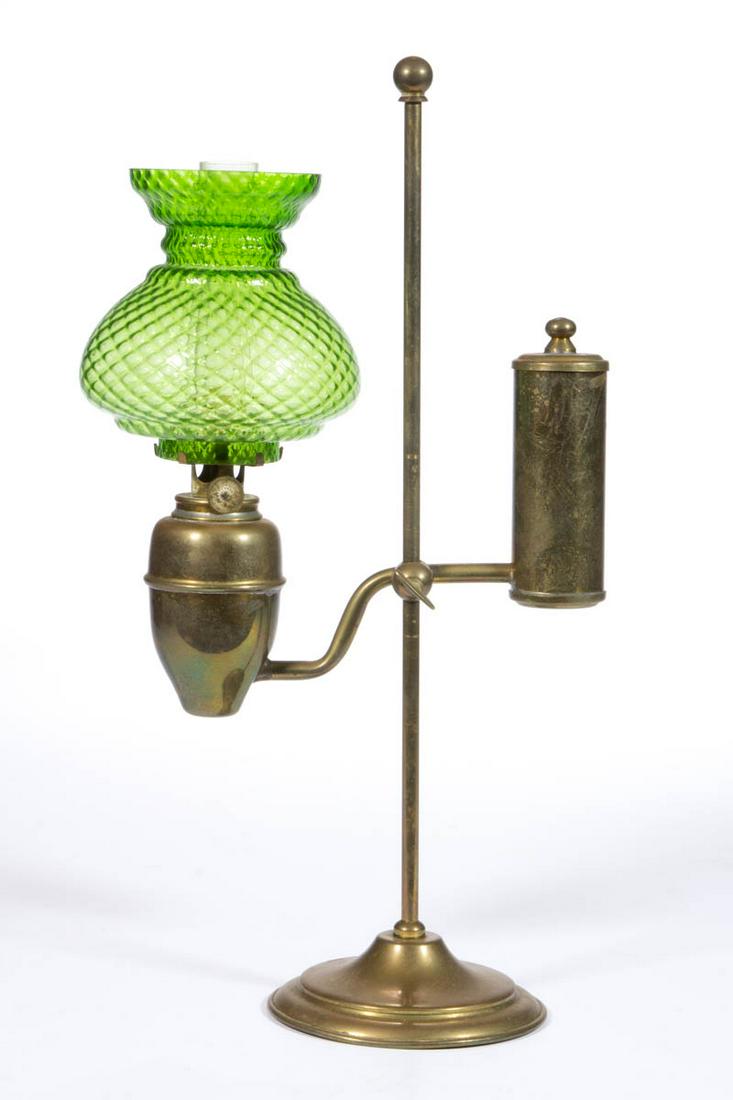 BRASS SINGLE-ARM ADJUSTABLE MINIATURE STUDENT LAMP (1 of 1)