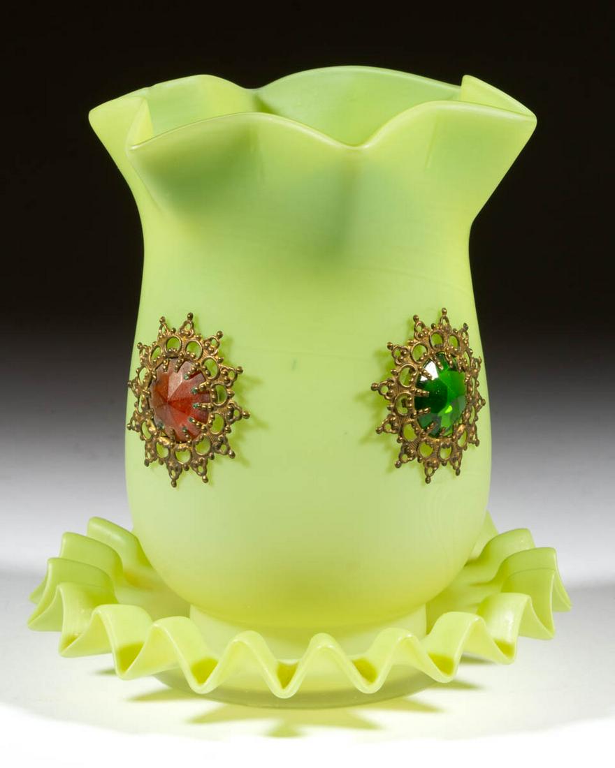 JEWELED SATIN GLASS FAIRY LAMP (1 of 1)