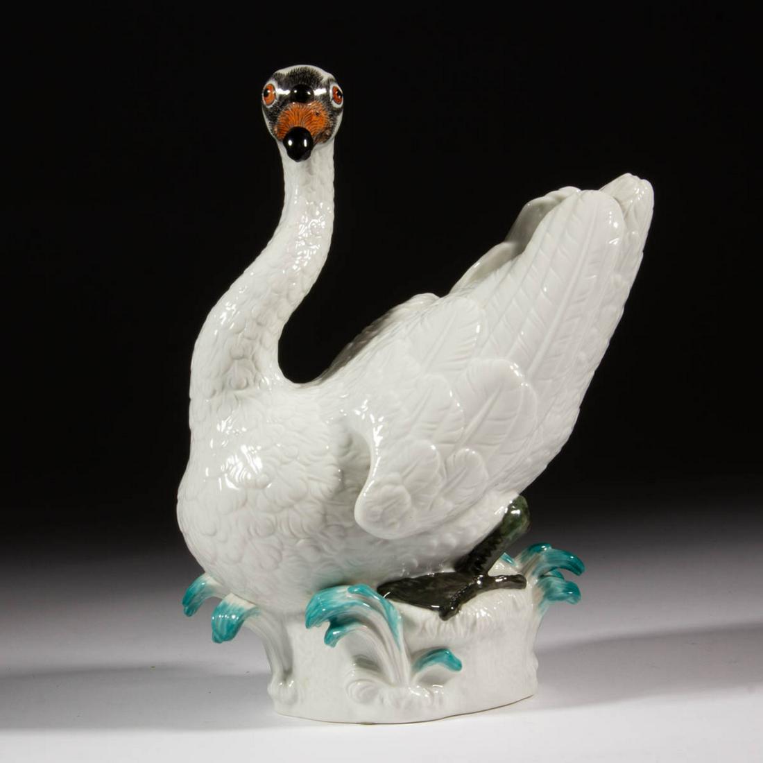 GERMAN MEISSEN PORCELAIN SWAN FIGURE (1 of 5)