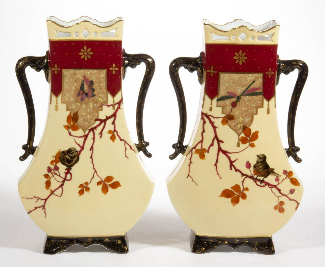 FRENCH HAVILAND AESTHETIC MOVEMENT LIMOGES PORCELAIN PAIR OF VASES (1 of 5)