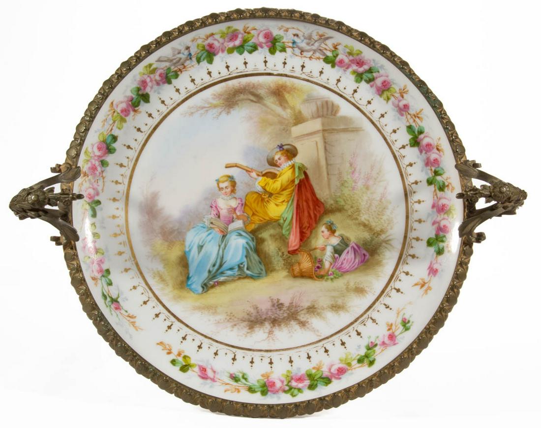 CONTINENTAL SEVRES-STYLE ORMOLU-MOUNTED PORCELAIN CHARGER (1 of 3)