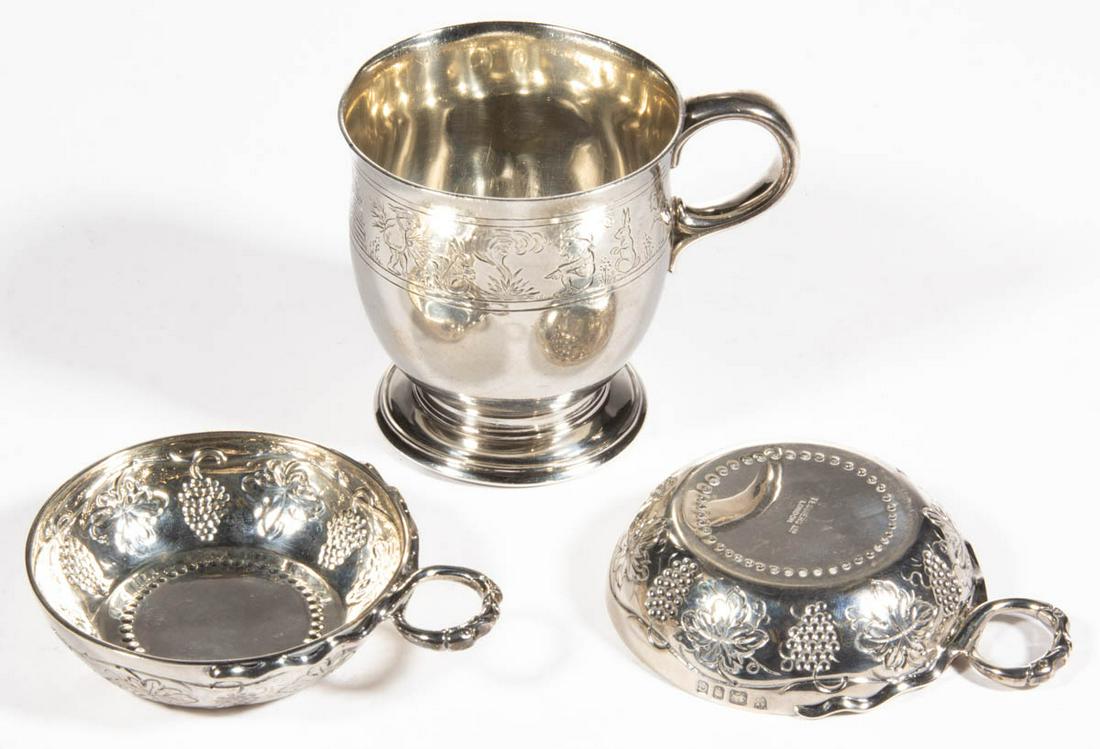 ENGLISH STERLING SILVER DRINKING ARTICLES, LOT OF THREE (1 of 2)