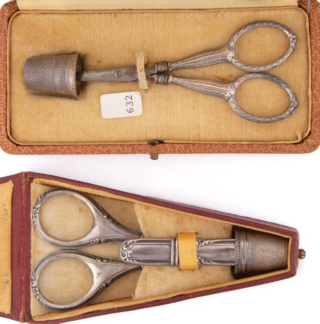 CONTINENTAL SILVER ASSEMBLED SEWING KITS WITH CASES, LOT OF TWO (1 of 3)