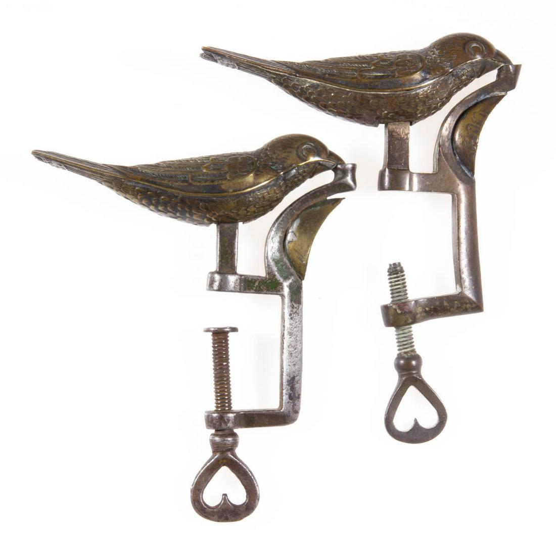 A. GEROULD BRASS AND STEEL FIGURAL SEWING BIRD CLAMPS, LOT OF TWO (1 of 2)
