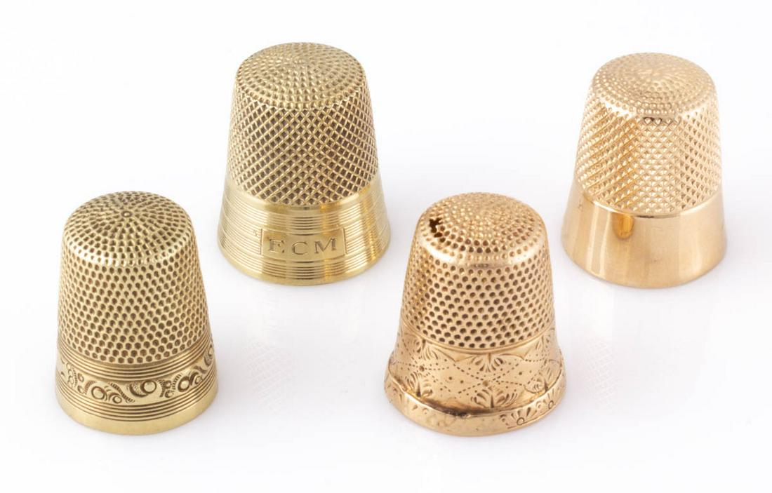 KETCHAM & MCDOUGALL (KMD) 14K GOLD SEWING THIMBLES, LOT OF FOUR (1 of 1)