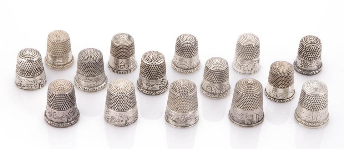 SIMONS BROTHERS STERLING SILVER SEWING THIMBLES, LOT OF 15 (1 of 1)