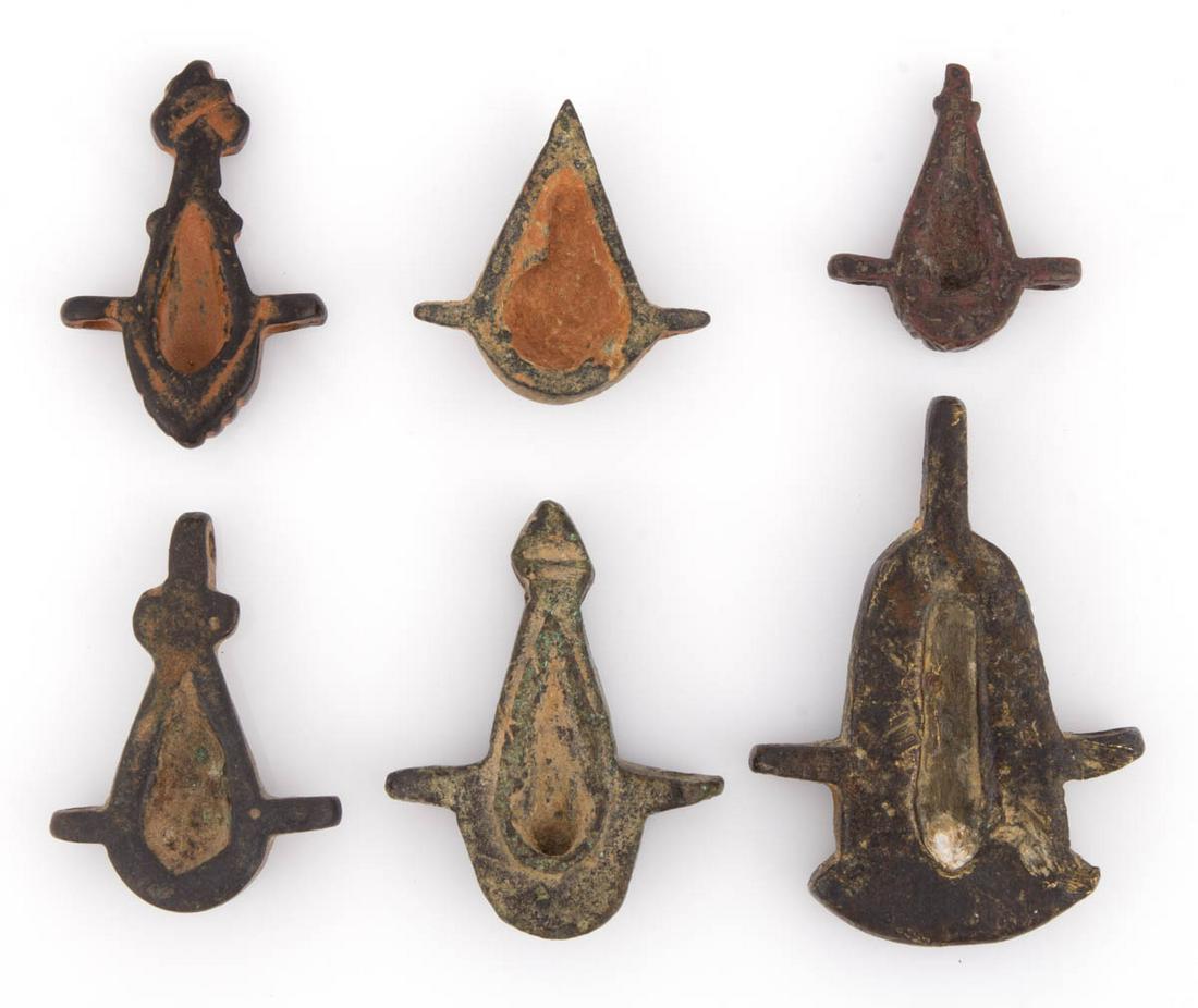 ASSORTED MIDDLE-EASTERN MEDIEVAL ERA SEWING ACUTRUDIA / PALM PUSHERS, LOT OF SIX (1 of 1)