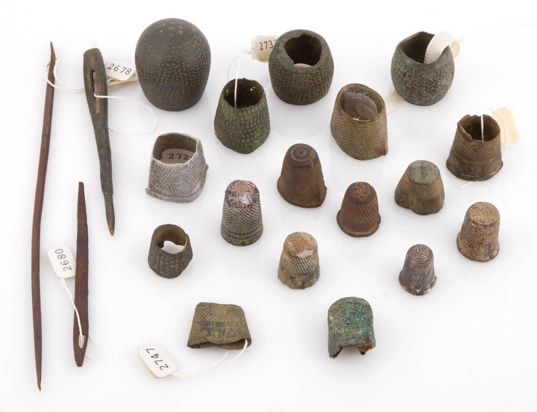 ASSORTED ARCHAEOLOGICAL SEWING THIMBLES, LOT OF 17 (1 of 1)