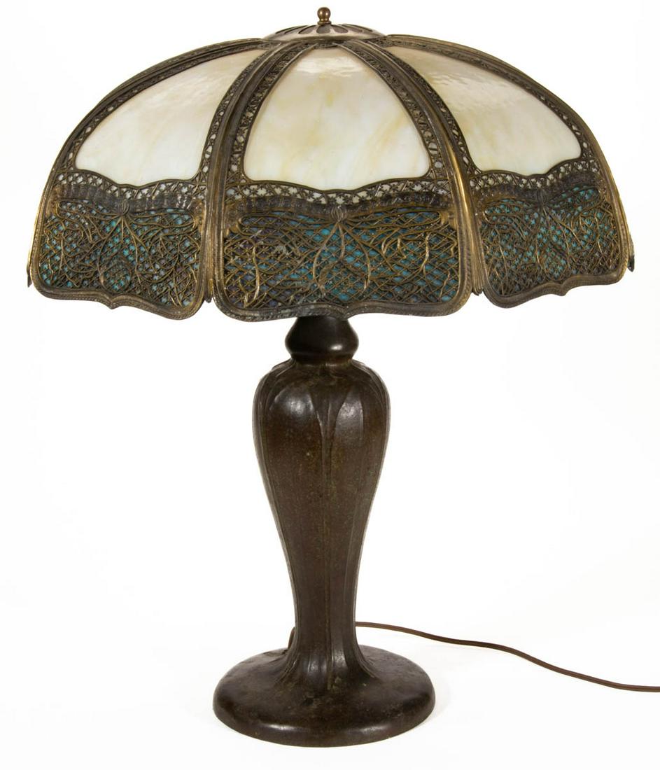 HANDEL BRONZE FLORA-FORM ELECTRIC TABLE LAMP (1 of 4)