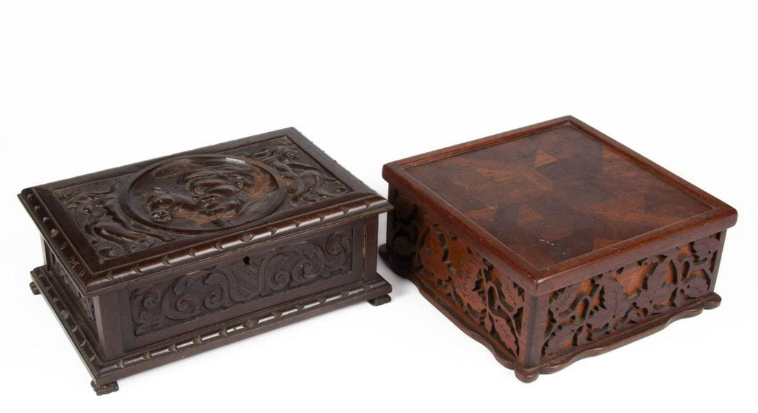 CUBAN CARVED MAHOGANY CIGAR BOX (1 of 9)