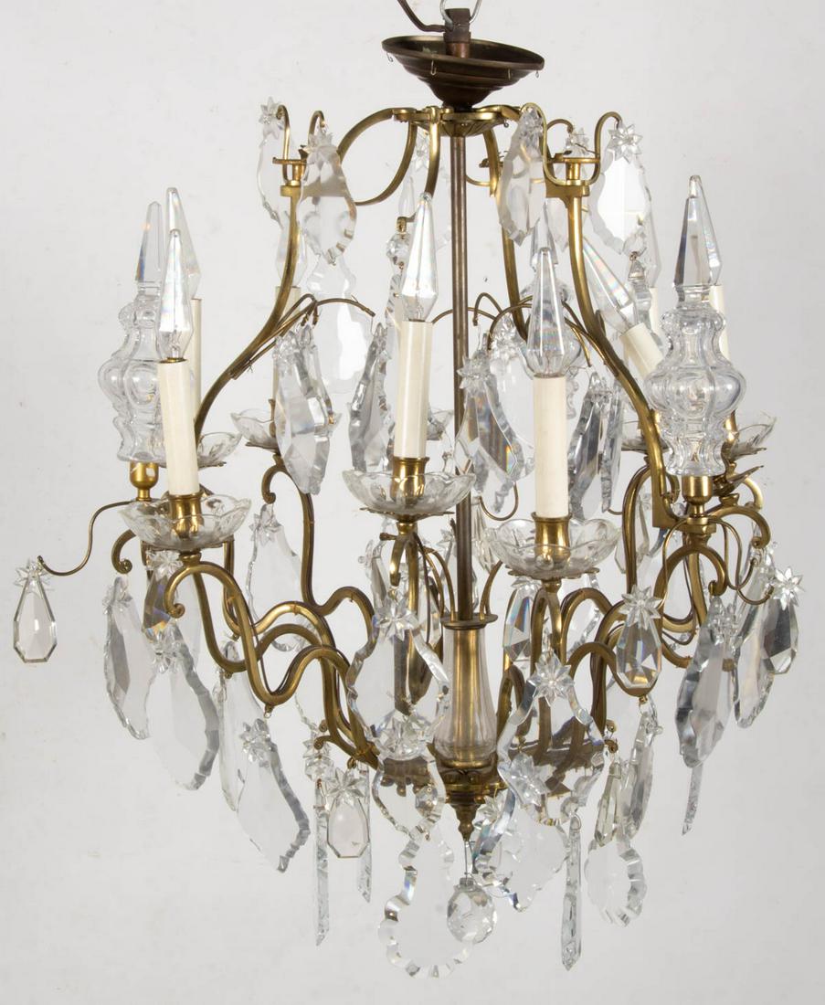 EUROPEAN-STYLE BRASS NINE-LITE CHANDELIER (1 of 4)