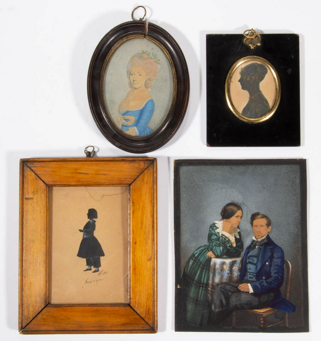 ASSORTED AMERICAN OR BRITISH MINIATURE PORTRAITS, LOT OF FOUR (1 of 3)