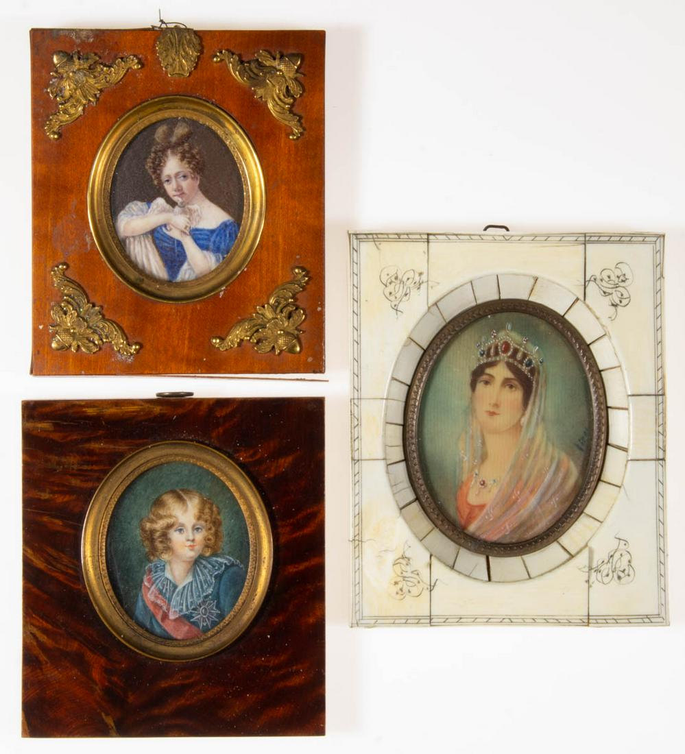 CONTINENTAL SCHOOL (19TH CENTURY) MINIATURE PORTRAITS, LOT OF THREE (1 of 5)