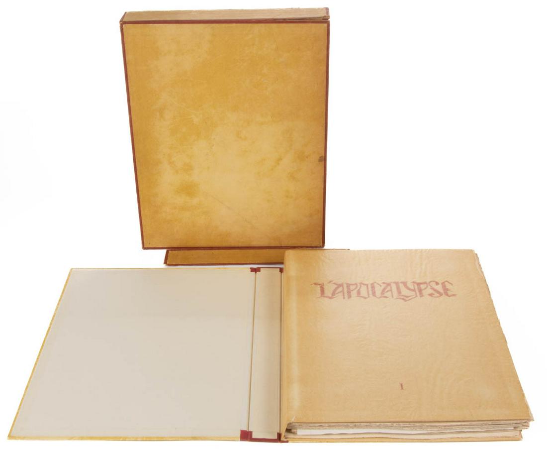 GEORGES DE POGEDAIEFF (RUSSIAN, 1897-1971) "L'APOCALYPSE" VOLUME OF ETCHINGS: GEORGES DE POGEDAIEFF (RUSSIAN, 1897-1971) "L'APOCALYPSE" VOLUME OF ETCHINGS, Volume I, written by Alain Guillermou, pencil signed "Janine Tessner / Georges De Pogedaieff / le 24 / XII / 119 a' Paris,