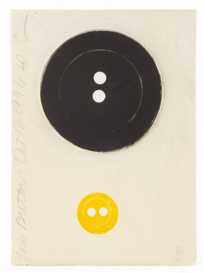 DONALD SULTAN (AMERICAN, B. 1951) "TWO BUTTONS" PRINT (1 of 5)