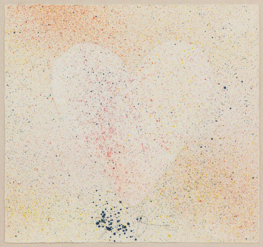 JIM DINE (AMERICAN, B. 1935) "CONFETTI HEART" MIXED MEDIA COMPOSITION (1 of 3)