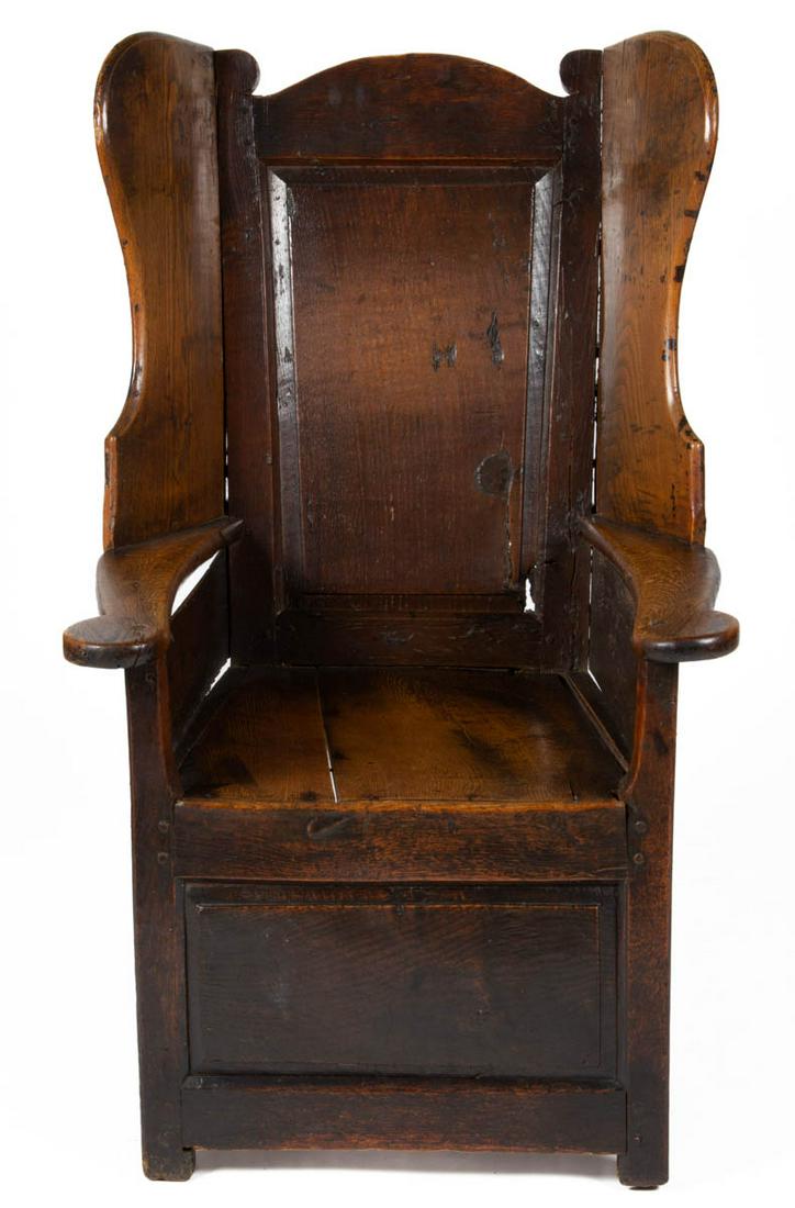 GEORGE III OAK PANELED ARM CHAIR (1 of 6)
