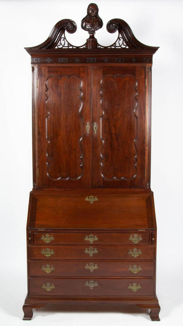 WALLACE NUTTING REPRODUCTION PHILADELPHIA CHIPPENDALE STYLE DESK AND BOOKCASE (1 of 8)