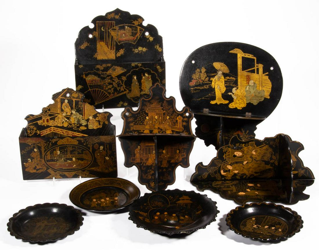 CHINESE LACQUERED ARTICLES, LOT OF NINE (1 of 5)