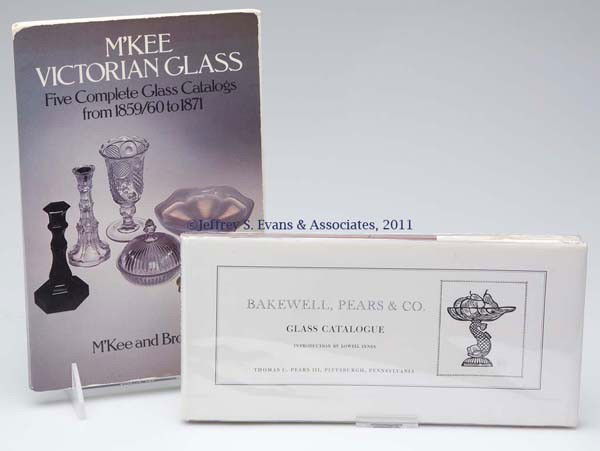 PITTSBURGH GLASS REFERENCE VOLUMES, LOT OF TWO: PITTSBURGH GLASS REFERENCE VOLUMES, LOT OF TWO, comprising "Bakewell, Pears & Co. Glass Catalogue" reprint; Thomas C. Pears III, 1977 hard cover with dust jacket; and "M'Kee Victorian Glass, Five Comp