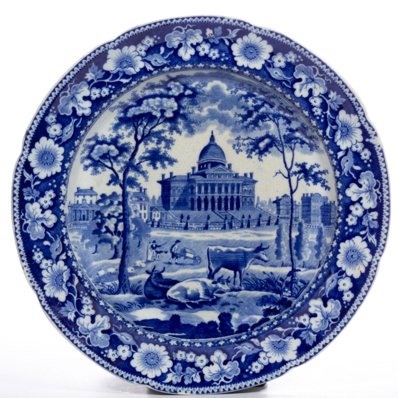 STAFFORDSHIRE AMERICAN VIEW TRANSFER-PRINTED CERAMIC PLATE (1 of 2)