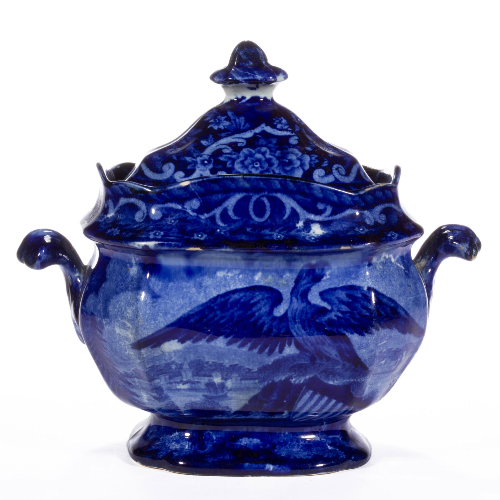 STAFFORDSHIRE AMERICAN HISTORICAL TRANSFER-PRINTED CERAMIC SUGAR BOWL (1 of 3)