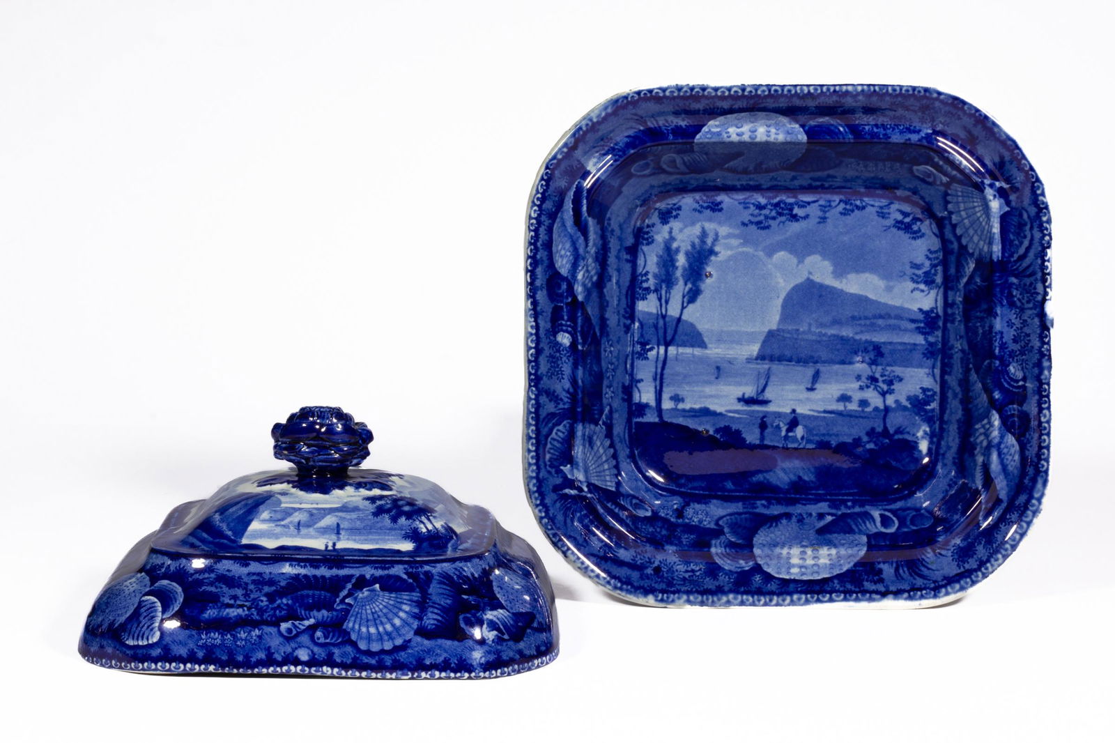 STAFFORDSHIRE AMERICAN / CANADIAN VIEW TRANSFER-PRINTED CERAMIC VEGETABLE DISH AND COVER (1 of 2)