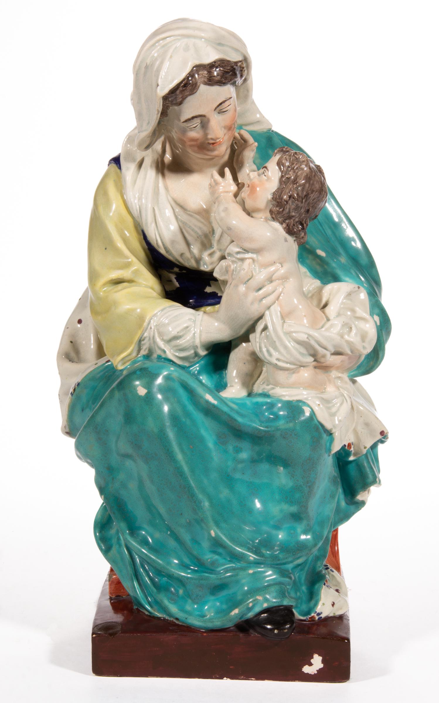ENGLISH STAFFORDSHIRE HAND-PAINTED CERAMIC LARGE FIGURAL GROUP (1 of 5)