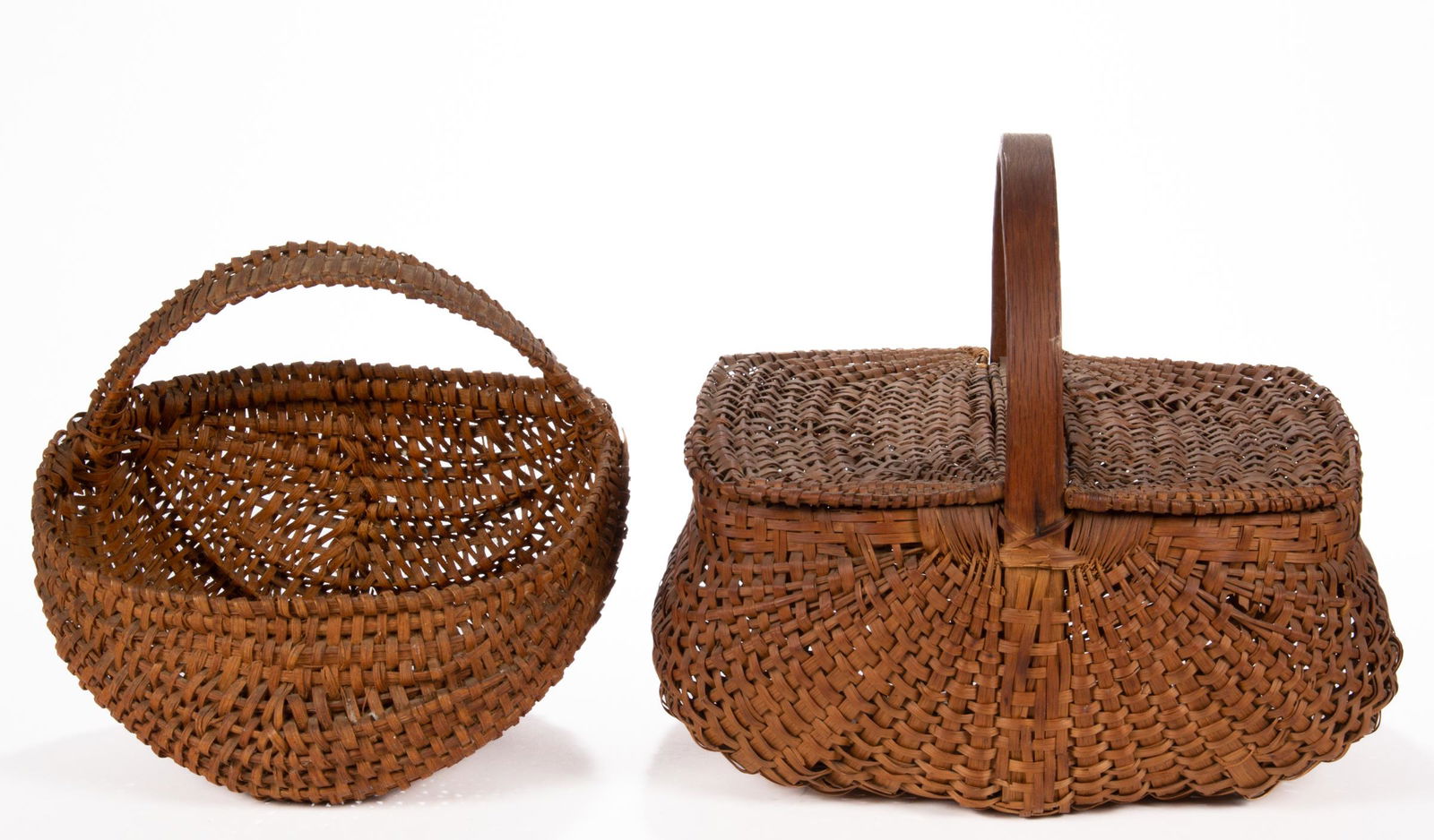WYTHE CO., VALLEY OF VIRGINIA RIB-TYPE WOVEN-SPLINT BASKETS, LOT OF TWO (1 of 5)