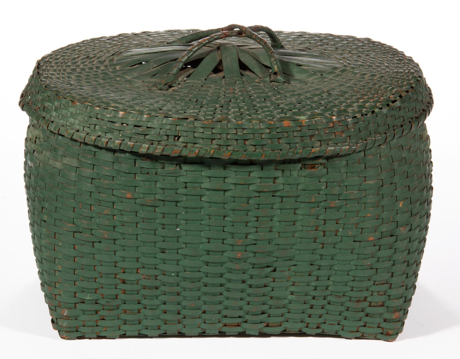 NEW ENGLAND PAINTED WOVEN-SPLINT COVERED BASKET (1 of 6)