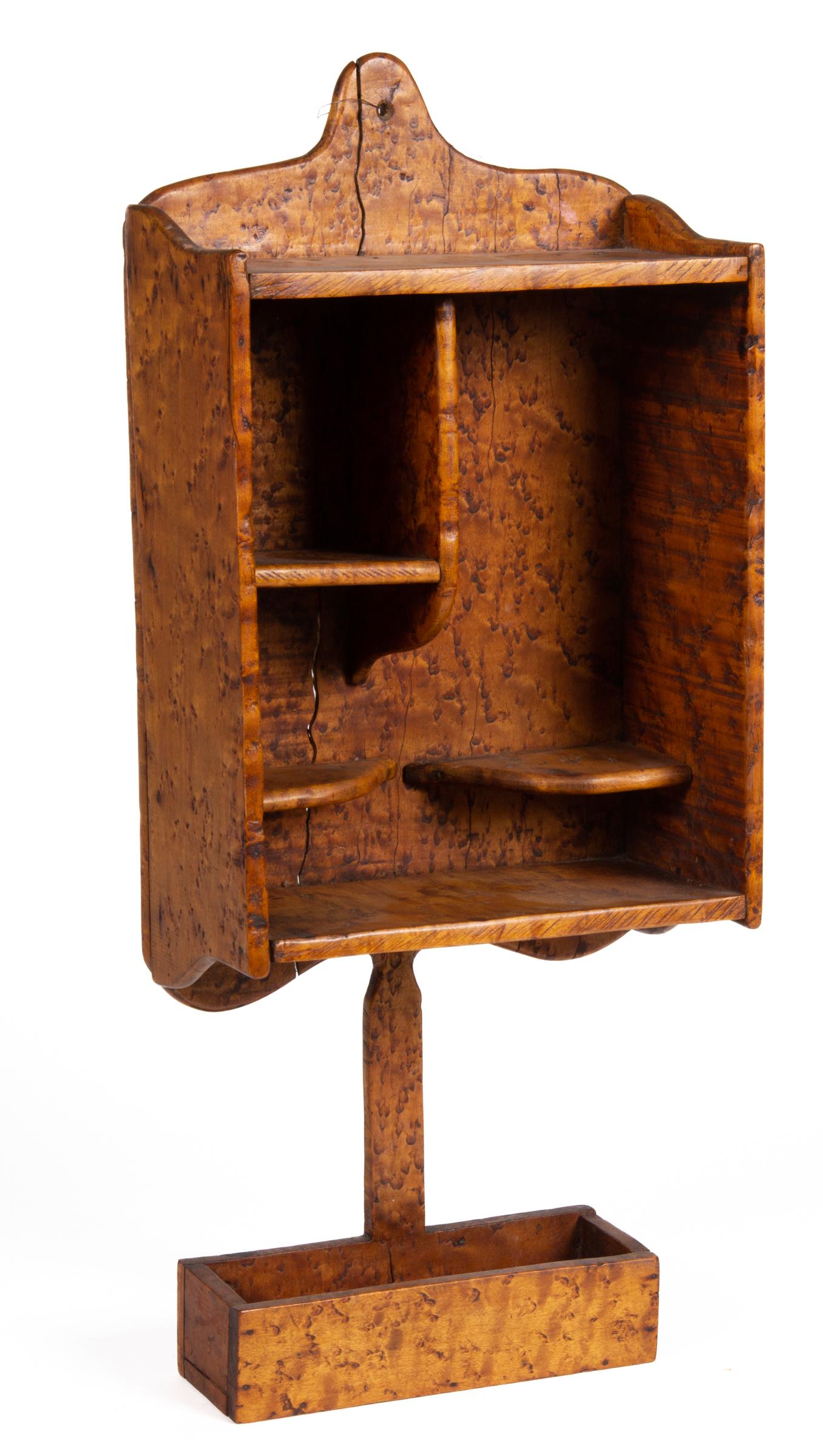 NEW ENGLAND BIRDSEYE MAPLE WALL SHAVING RACK (1 of 4)