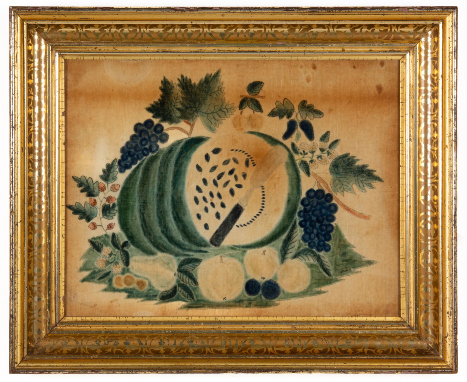 AMERICAN SCHOOL (19TH CENTURY) FOLK ART THEOREM STILL LIFE (1 of 3)