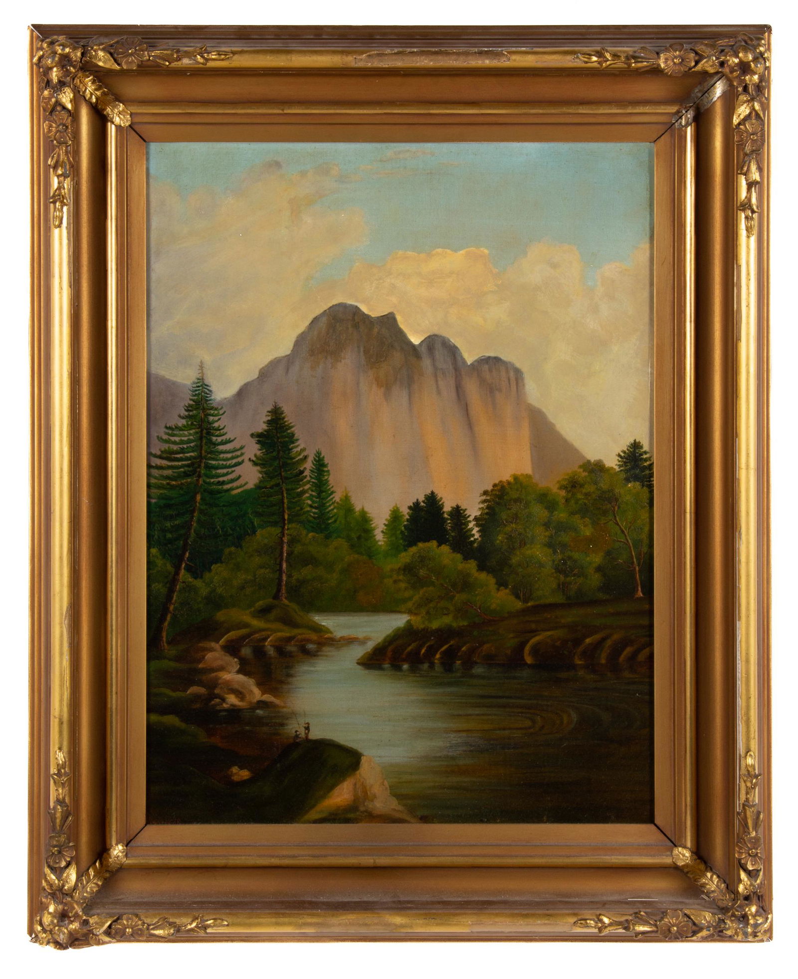 AMERICAN SCHOOL (19TH CENTURY) FOLK ART WESTERN LANDSCAPE (1 of 8)