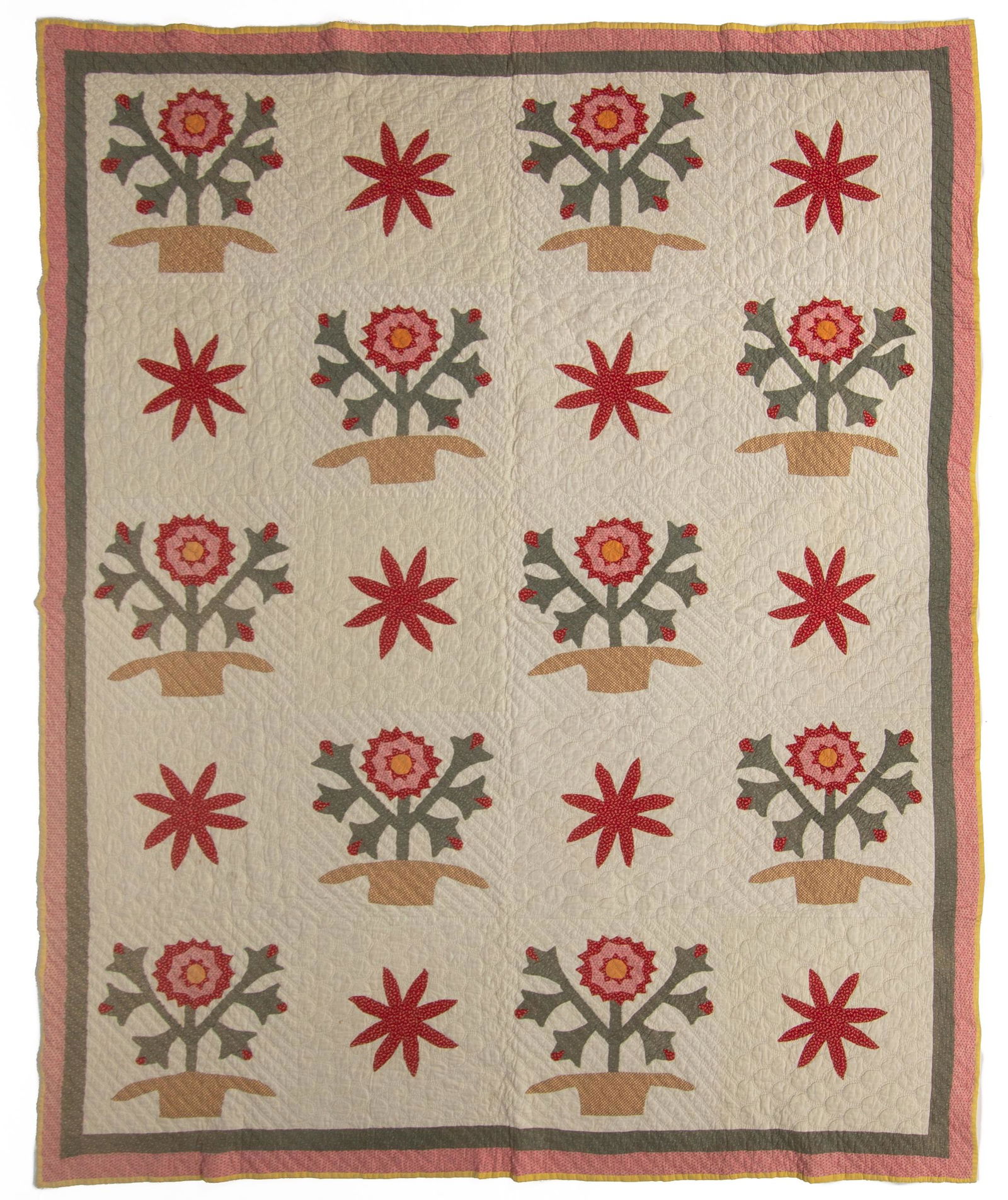 VIRGINIA "POT OF FLOWERS" VARIATION APPLIQUE QUILT (1 of 11)