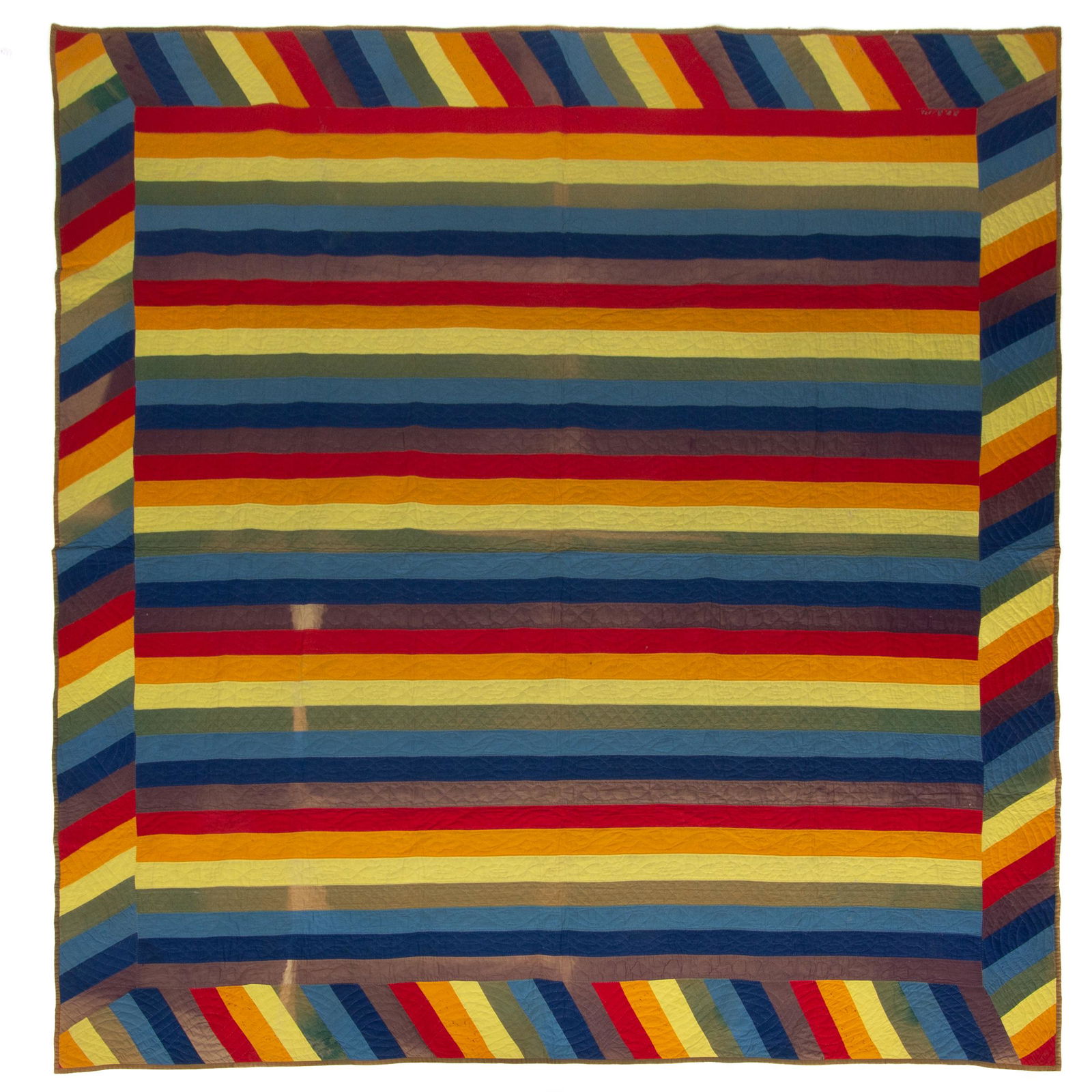 MID-ATLANTIC INITIALED AND DATED "JACOB'S / JOSEPH'S COAT" PIECED QUILT (1 of 6)