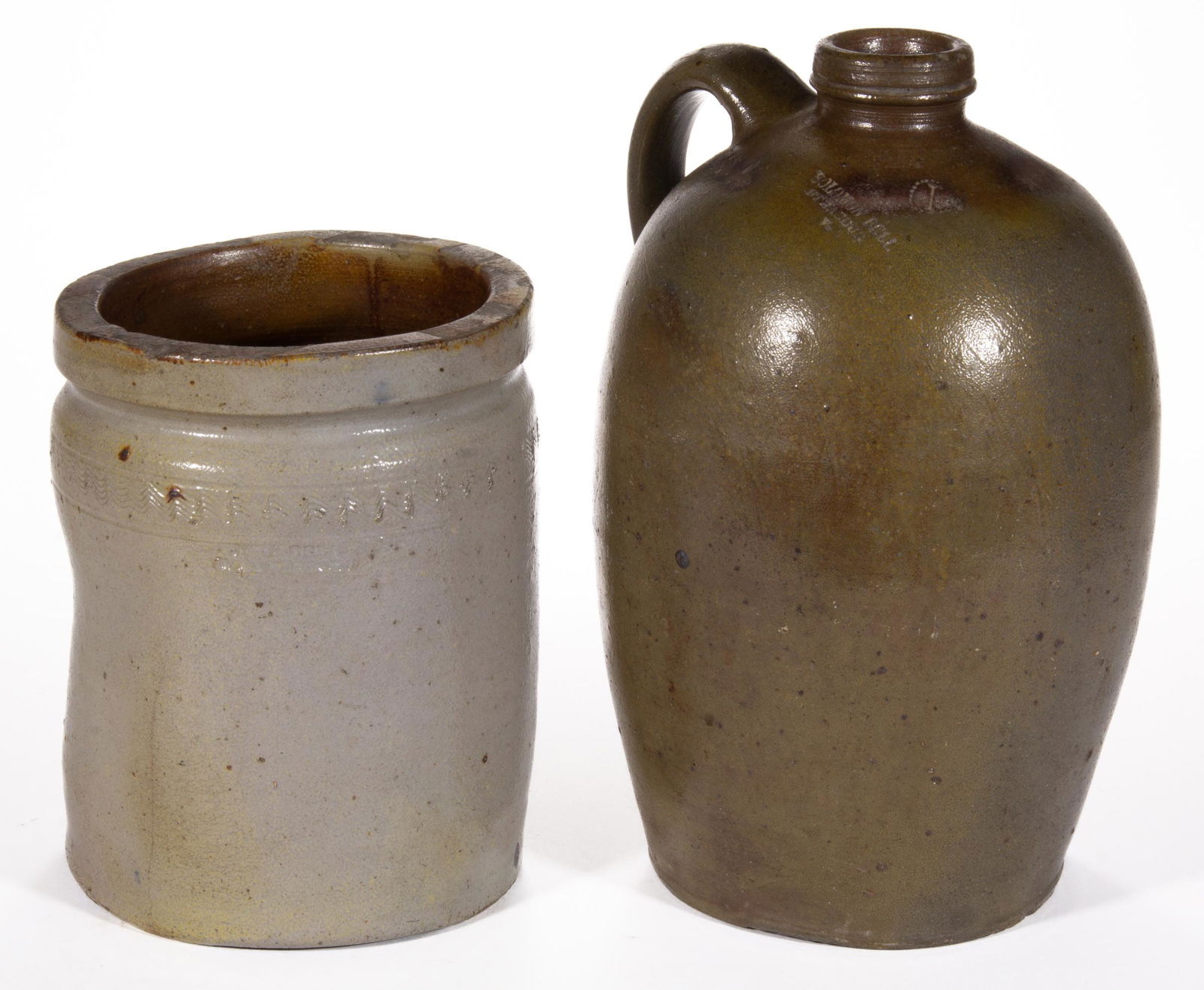 BELL FAMILY, PENNSYLVANIA / VIRGINIA STONEWARE ARTICLES, LOT OF TWO (1 of 5)