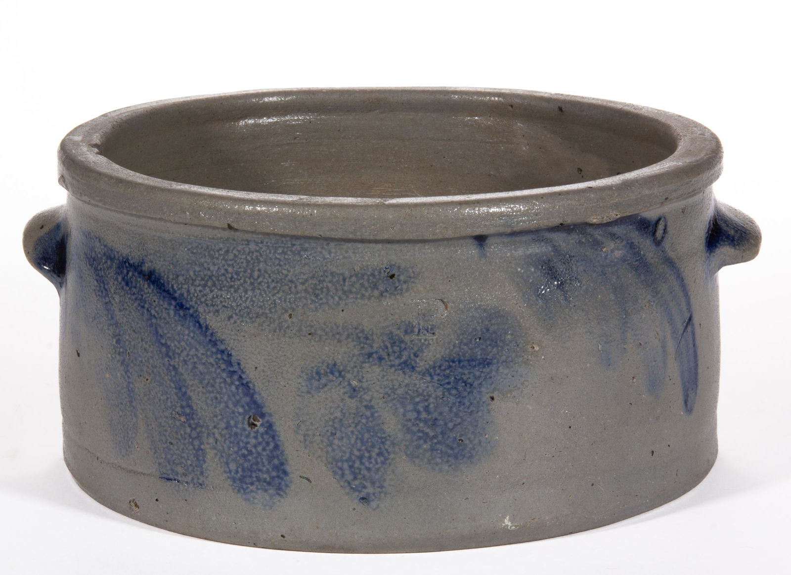 STAMPED "P", MAULDEN PERINE, BALTIMORE, MARYLAND DECORATED STONEWARE CAKE CROCK (1 of 5)