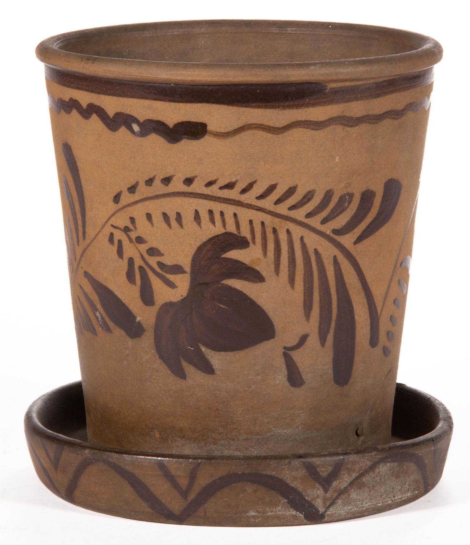 WESTERN PENNSYLVANIA DECORATED TANWARE FLOWER POT (1 of 5)