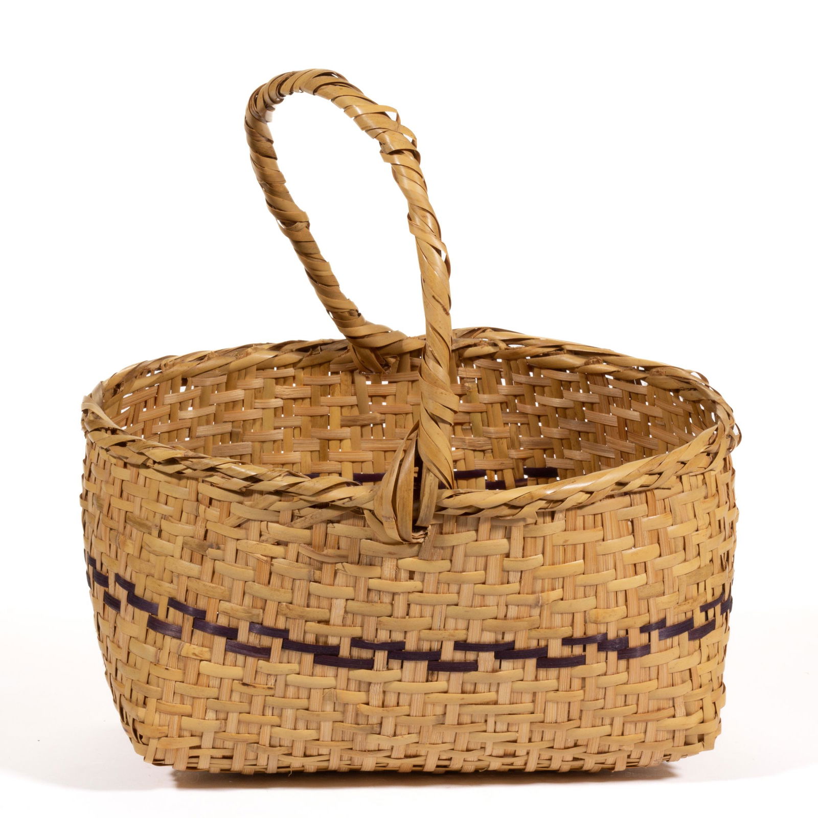 NATIVE AMERICAN CHOCTAW OR COUSHATTA DECORATED WOVEN-SPLINT BASKET (1 of 5)