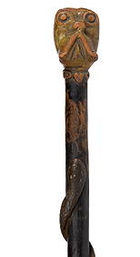 AMERICAN FOLK ART CARVED AND PAINTED CANE / WALKING STICK (1 of 6)