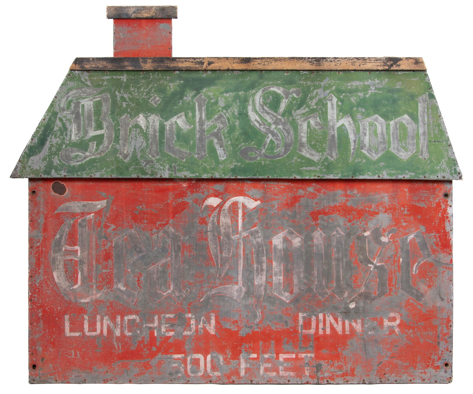 NEW YORK FIGURAL FOLK ART PAINTED SHEET-IRON RESTAURANT SIGN (1 of 3)