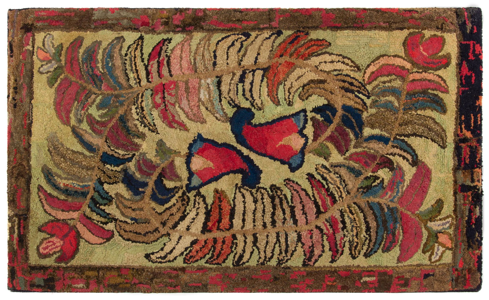 NEW ENGLAND LARGE PICTORIAL FOLK ART HOOKED RUG (1 of 4)