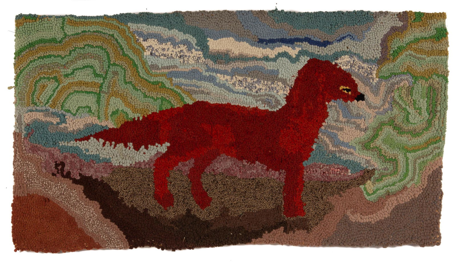 AMERICAN SETTER DOG PICTORIAL FOLK ART HOOKED RUG (1 of 4)