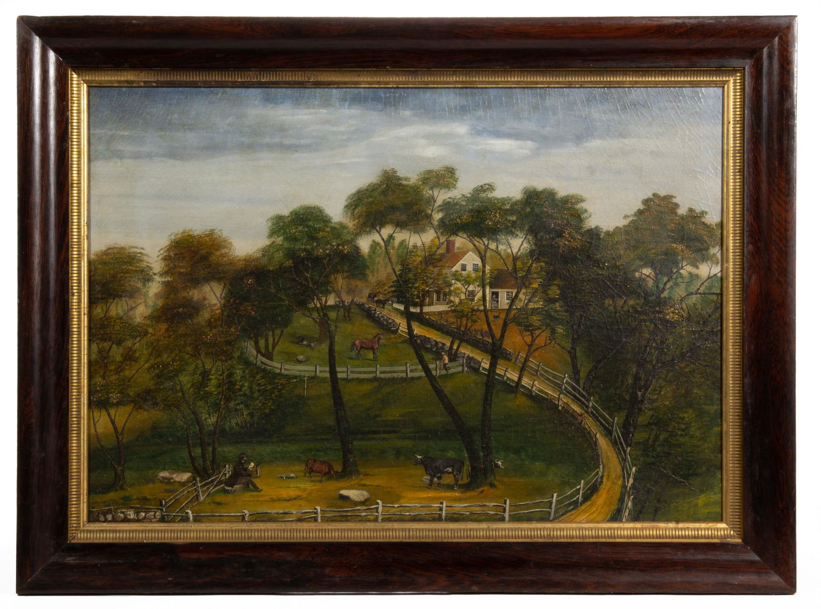 AMERICAN SCHOOL (19TH CENTURY) FOLK ART FARM SCENE (1 of 11)