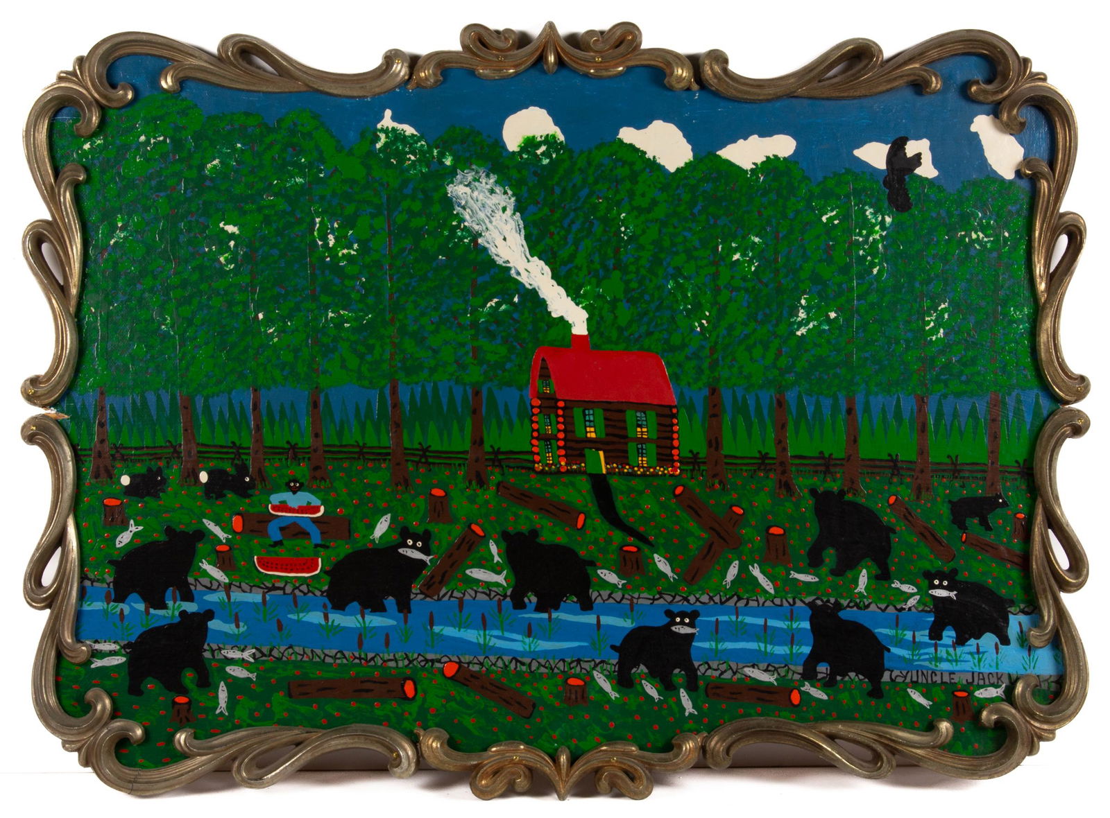 JOHN WILLIAM "UNCLE JACK" DEY (RICHMOND, VA, 1912-1978) OUTSIDER ART PAINTING (1 of 5)