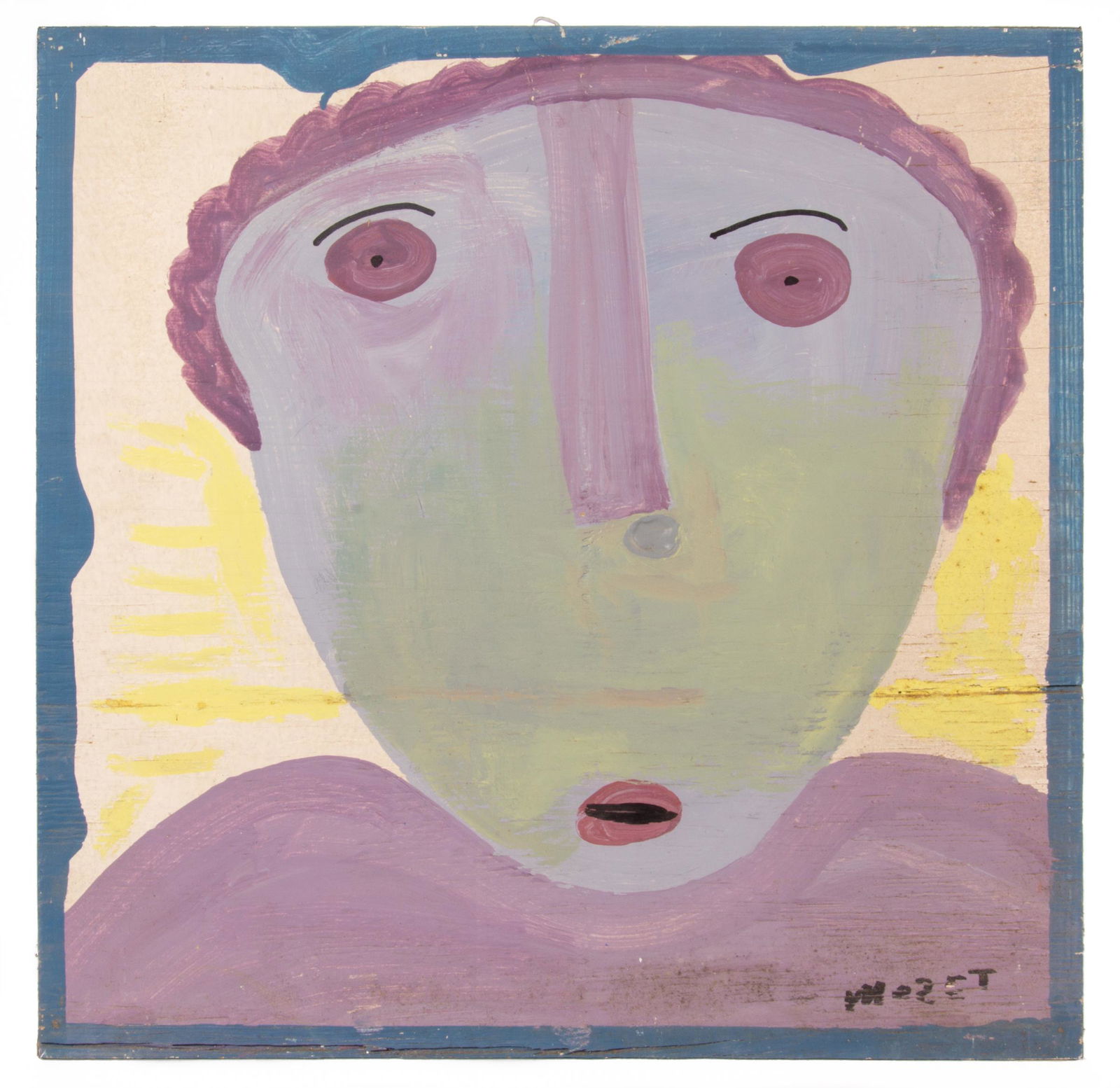 MOSE TOLLIVER (ALABAMA, 1920-2006) OUTSIDER ART PORTRAIT OF A MAN (1 of 2)