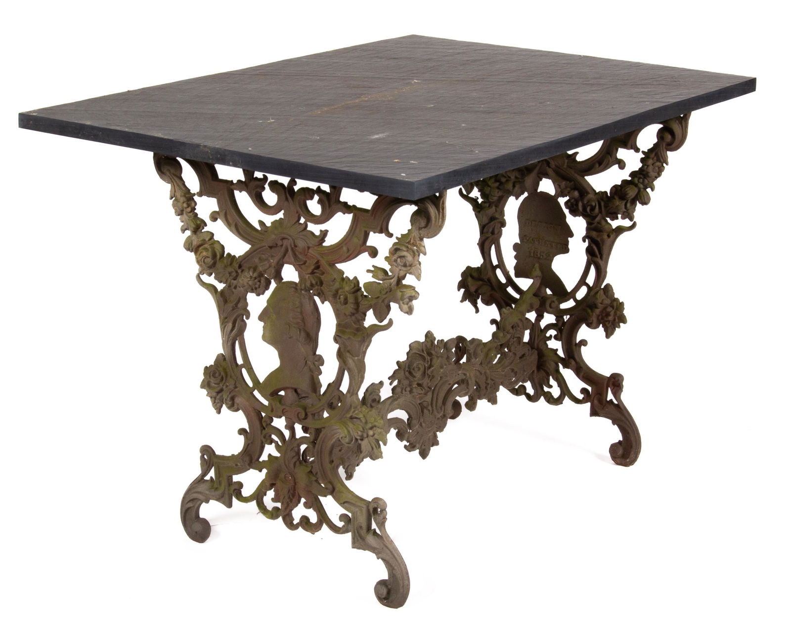 AMERICAN ROCOCO REVIVAL GEORGE WASHINGTON CAST-IRON GARDEN TABLE (1 of 6)