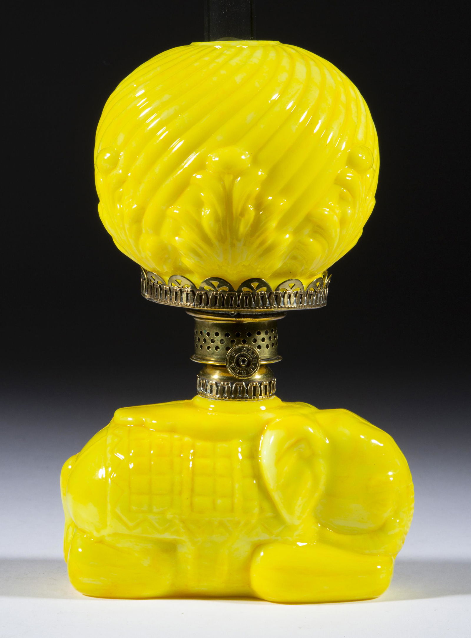 RECLINING ELEPHANT FIGURAL MINIATURE LAMP, (1 of 2)