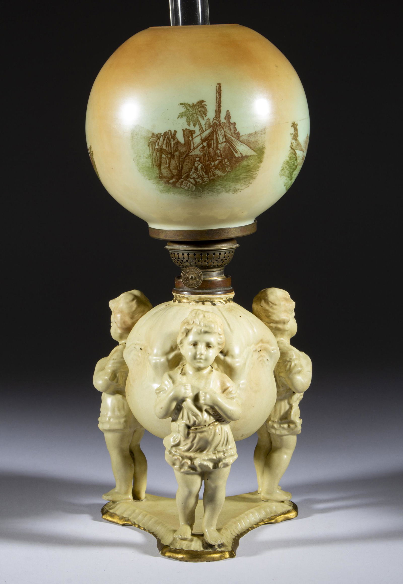 CERAMIC FIGURAL CHILDREN MINIATURE LAMP, (1 of 1)